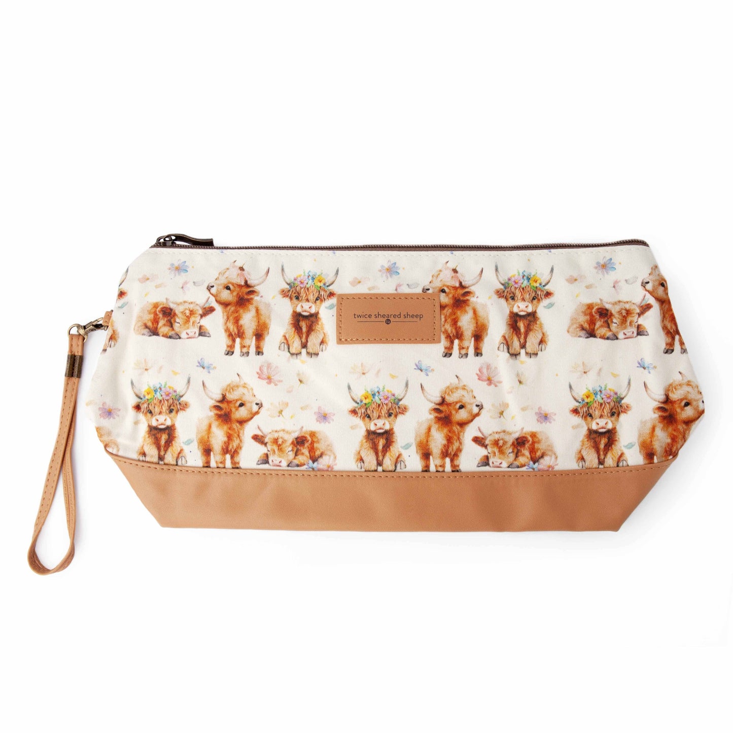 Sac de projet de tricot zippé moyen Maisy Highland Cow Trinity Bag