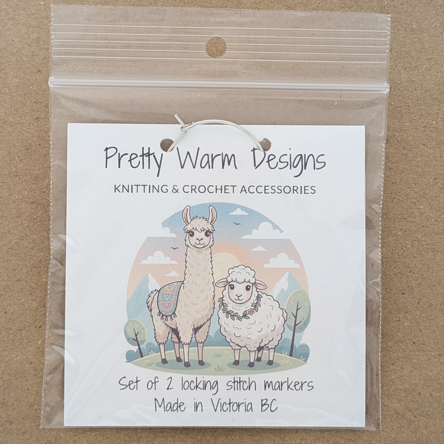 Duo de marqueurs de maille verrouillables Lama + Agneau, pour crochet ou tricot