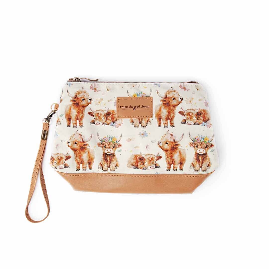 Sac Mini Trini – Petite pochette à fermeture éclair pour projets chaussettes - Vache écossaise Maisy