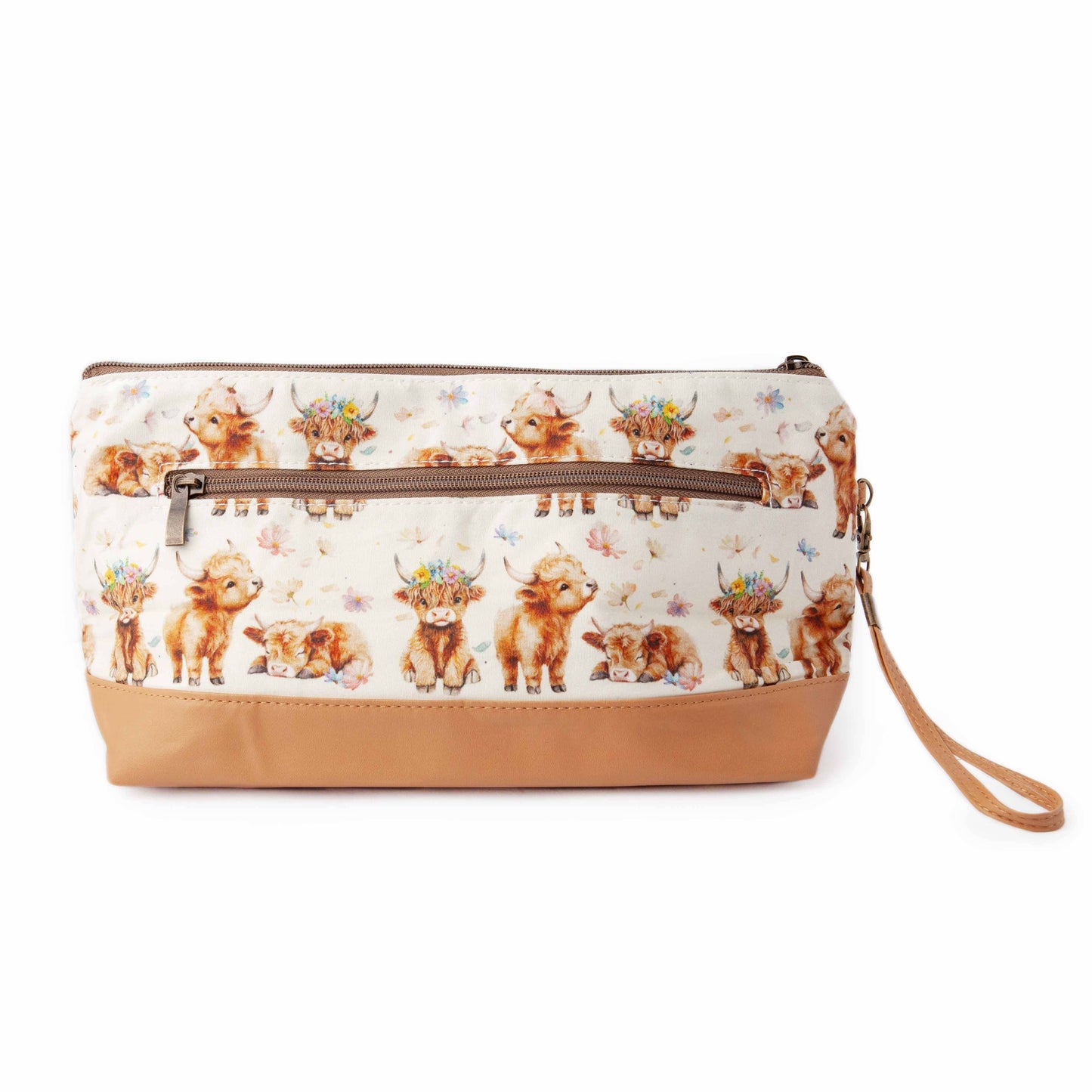 Sac de projet de tricot zippé moyen Maisy Highland Cow Trinity Bag