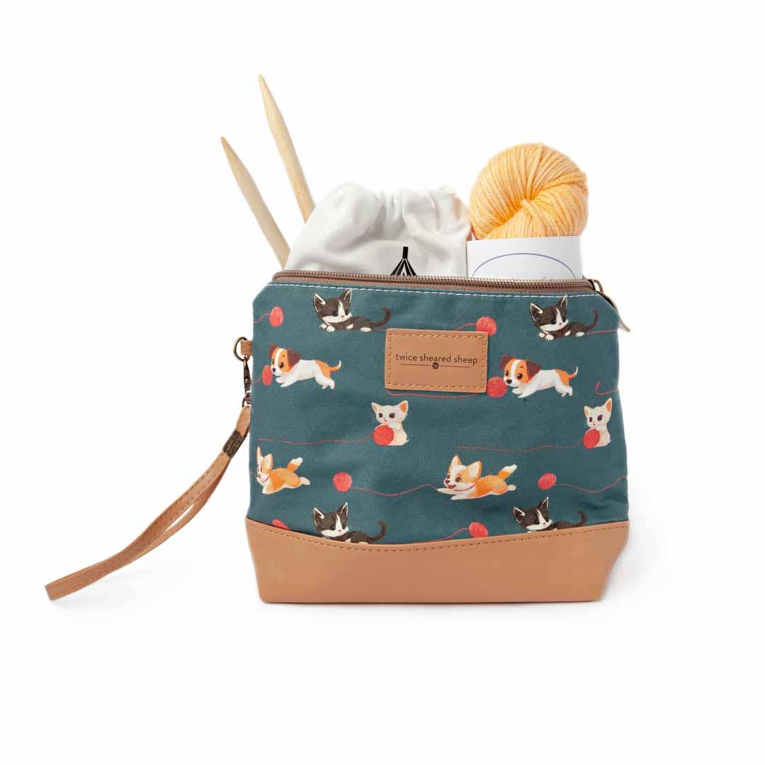 Mini Sac Trini – Petit sac de projet zippé pour chaussettes - Chats et chiens