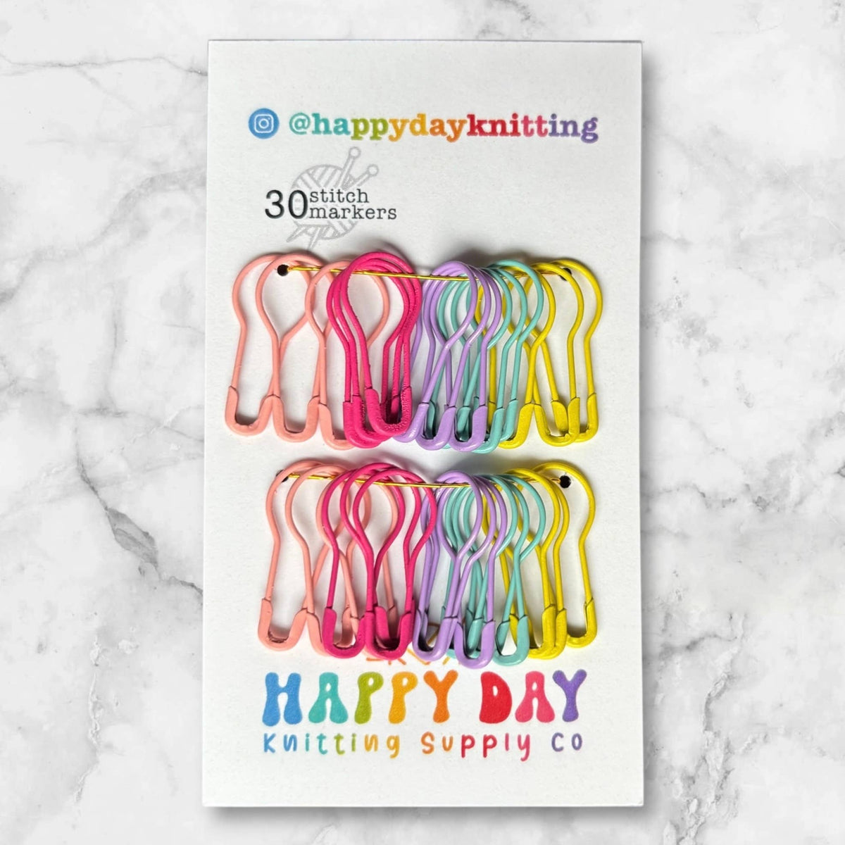 30 Locking Bulb Pin Stitch Markers - Core Colourways