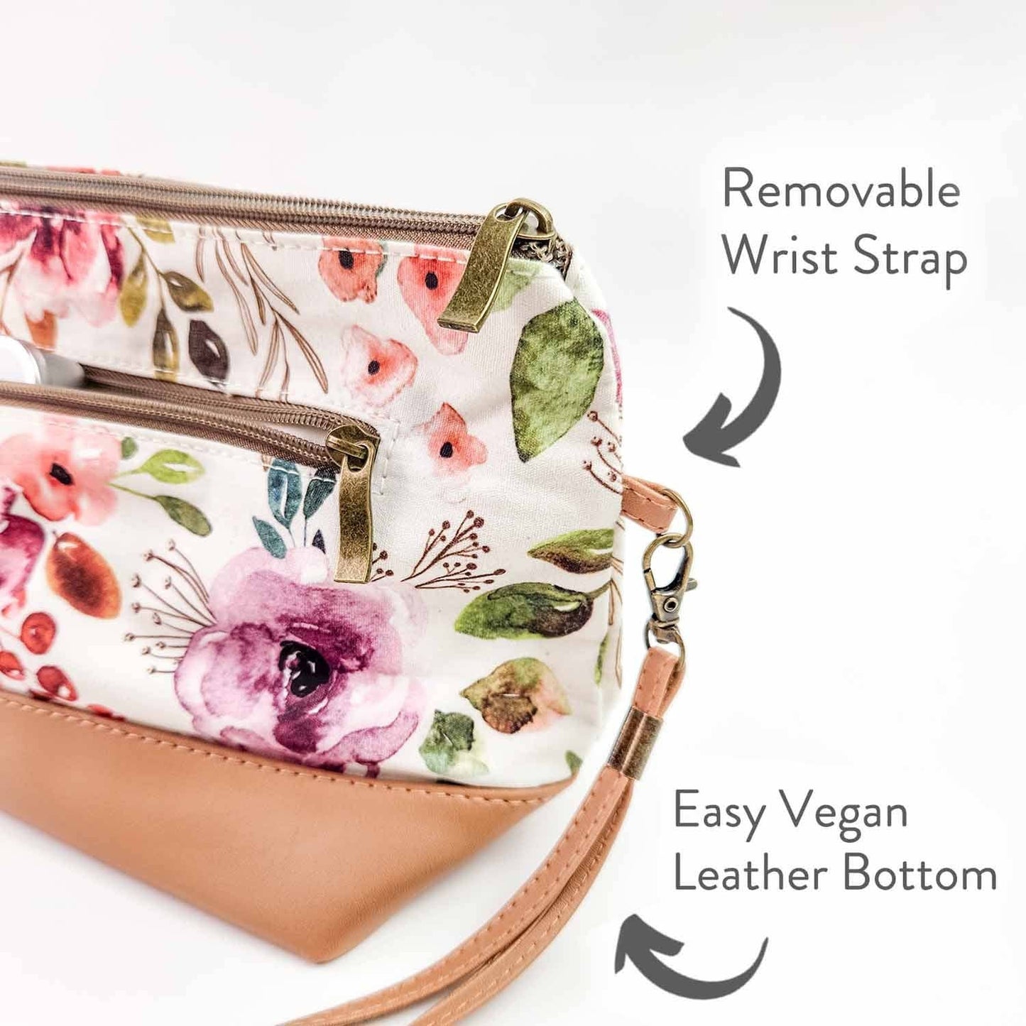 Sac de projet de tricot zippé moyen – Collection printanière florale