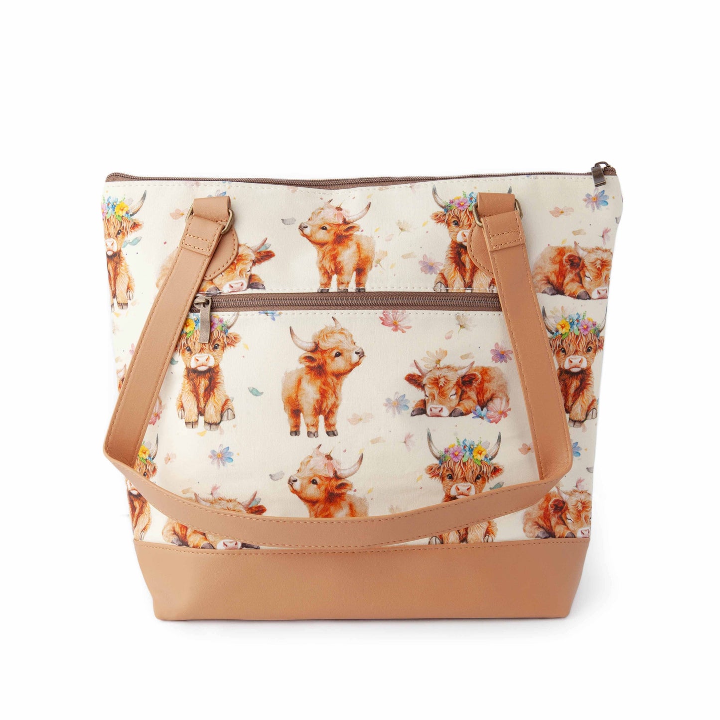 Sac de projet de tricot zippé grand format – Vache des Highlands Maisy Mega Trinity Bag