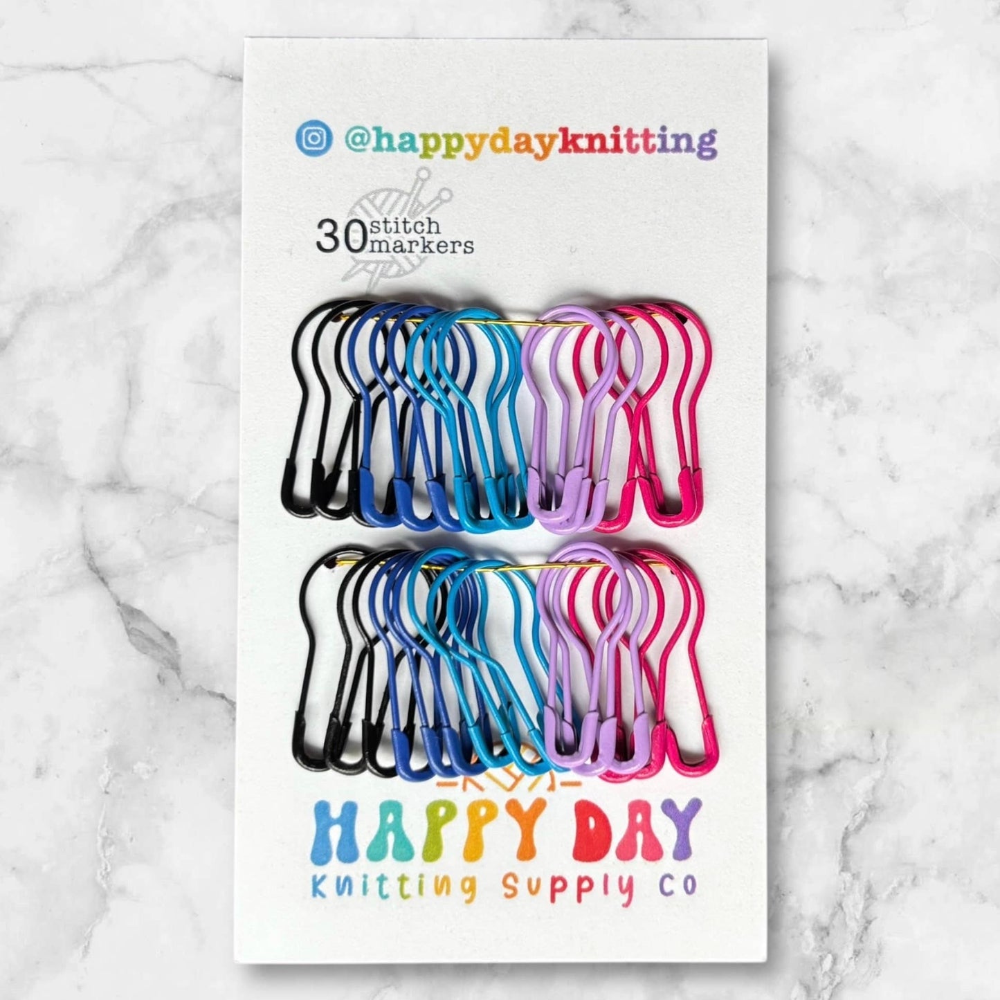 30 Locking Bulb Pin Stitch Markers - Core Colourways