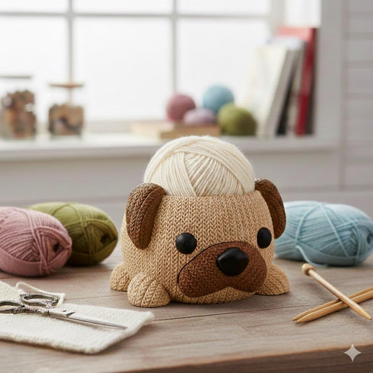 3D Printed Dog Yarn Bowl, Knit Texture, Gift for Crafters