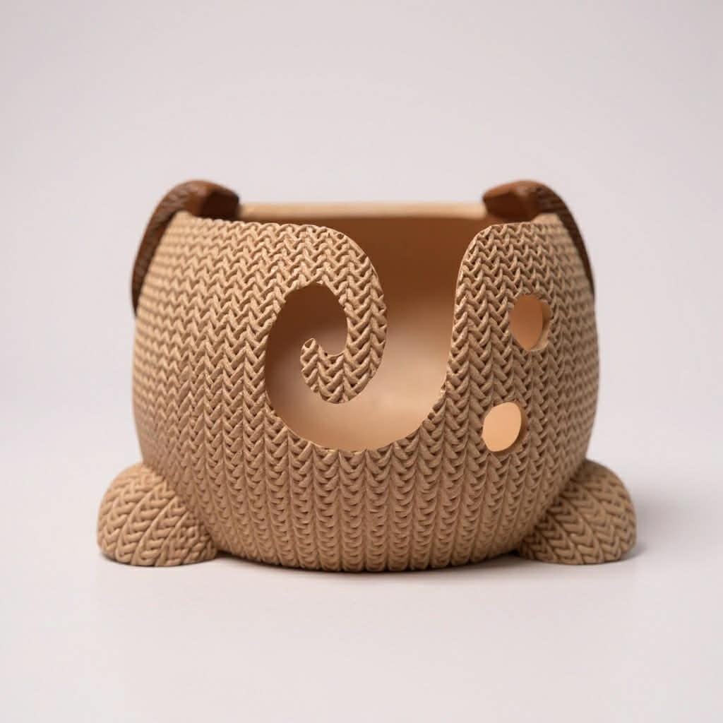 3D Printed Dog Yarn Bowl, Knit Texture, Gift for Crafters