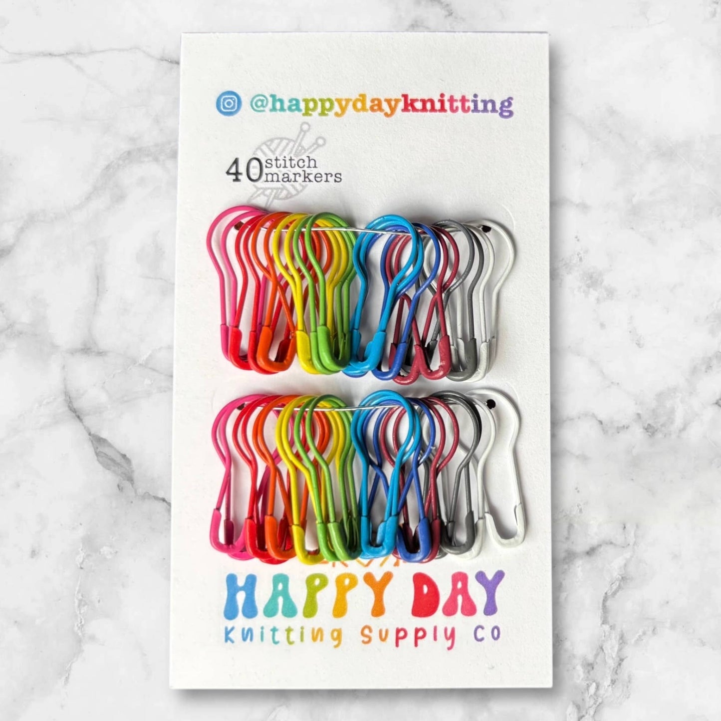 40 Locking Bulb Pin Stitch Markers - Core Colourways
