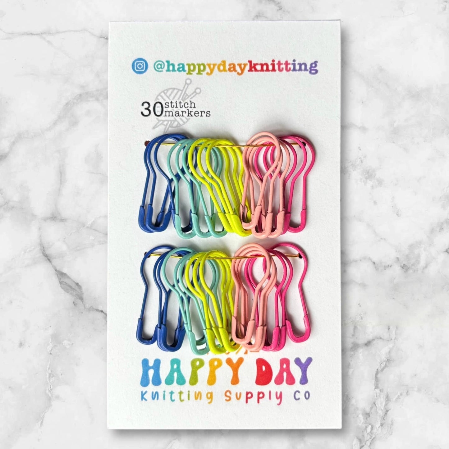 30 Locking Bulb Pin Stitch Markers - Core Colourways