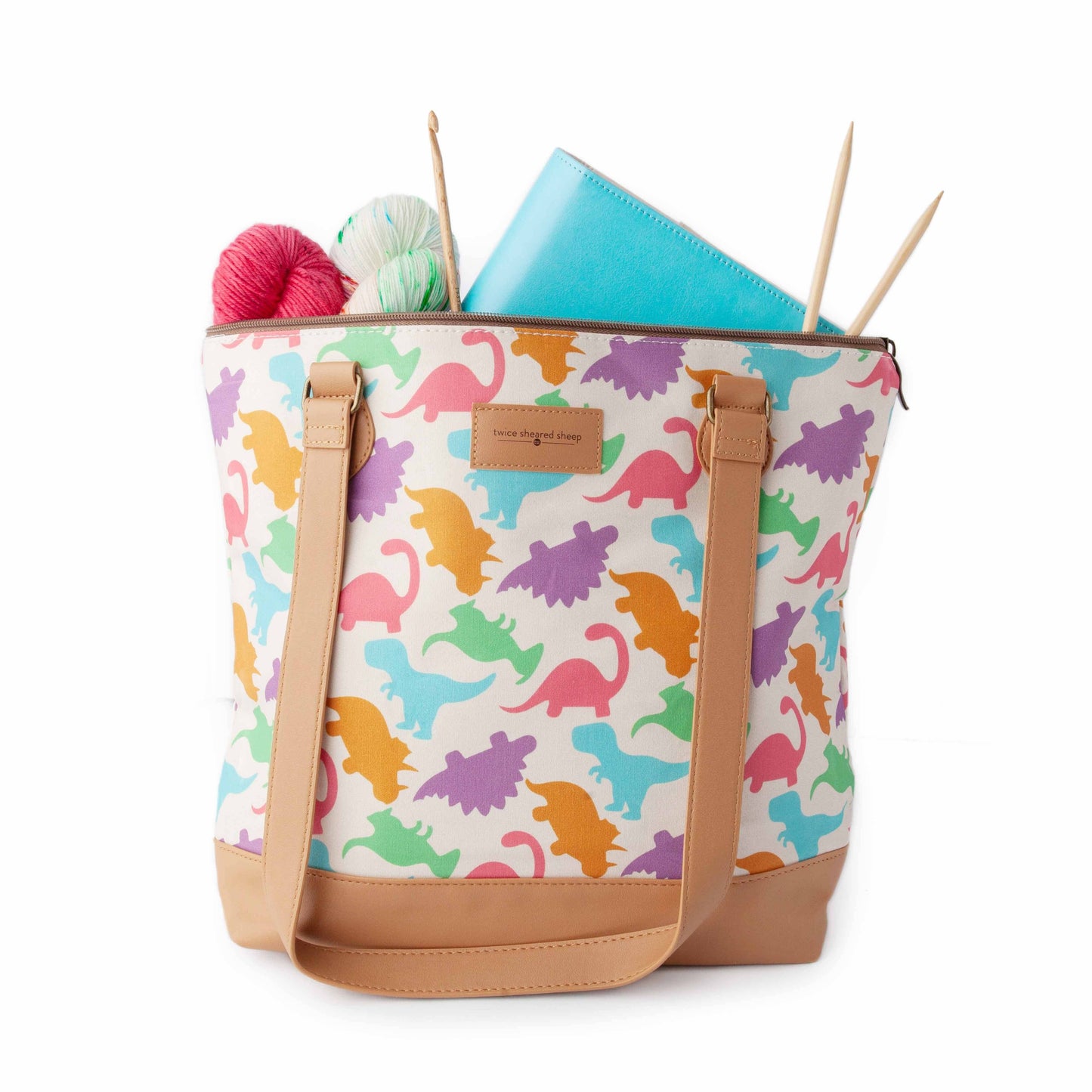 Grand sac de projet de tricot zippé – Dino Mega Trinity