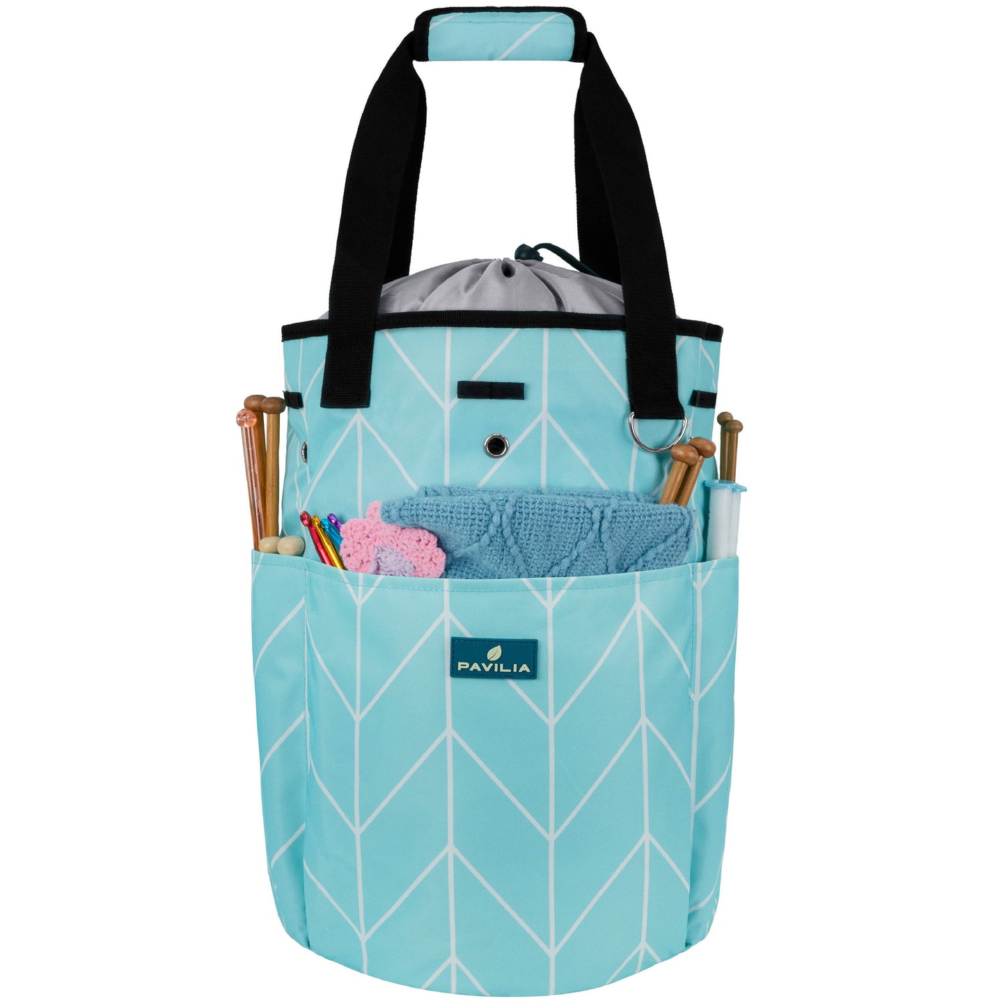 Chevron Teal Beginner's Yarn Organizer Knitting Bag