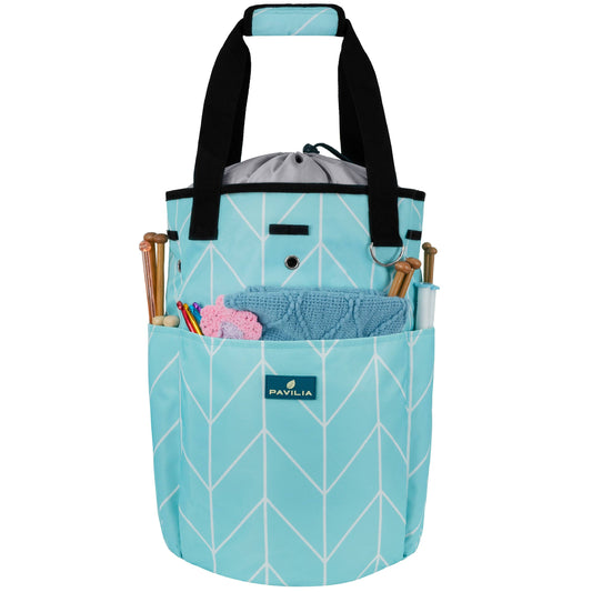 Chevron Teal Beginner's Yarn Organizer Knitting Bag