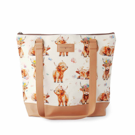 Sac de projet de tricot zippé grand format – Vache des Highlands Maisy Mega Trinity Bag