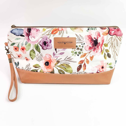 Sac de projet de tricot zippé moyen – Collection printanière florale