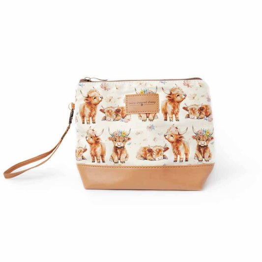 Sac Mini Trini – Petite pochette à fermeture éclair pour projets chaussettes - Vache écossaise Maisy