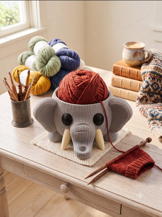 Knit-Texture Elephant Yarn Bowl