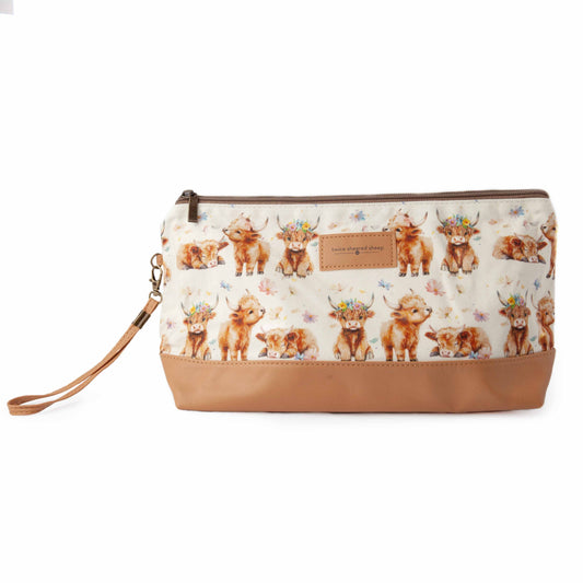 Sac de projet de tricot zippé moyen Maisy Highland Cow Trinity Bag
