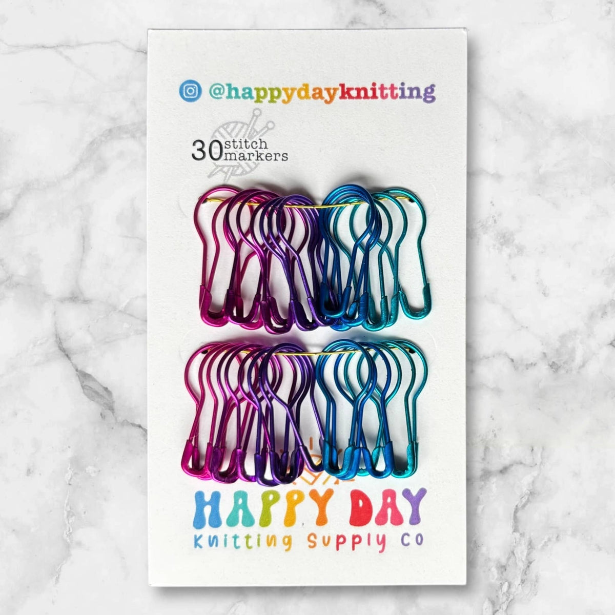 30 Locking Bulb Pin Stitch Markers - Core Colourways