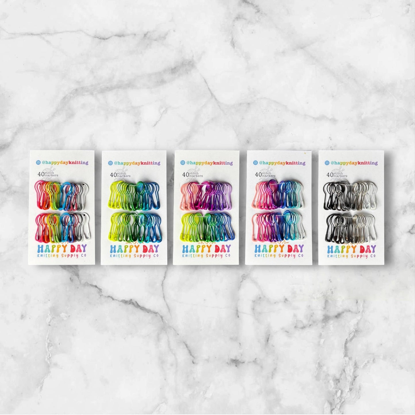 40 Locking Bulb Pin Stitch Markers - Core Colourways