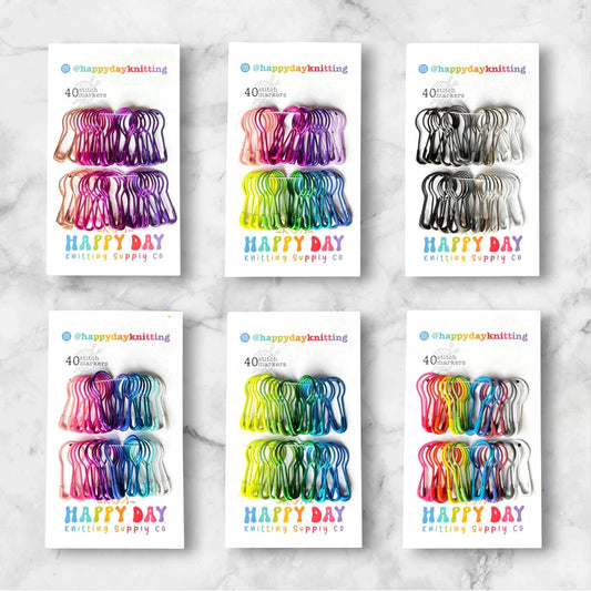40 Locking Bulb Pin Stitch Markers - Core Colourways