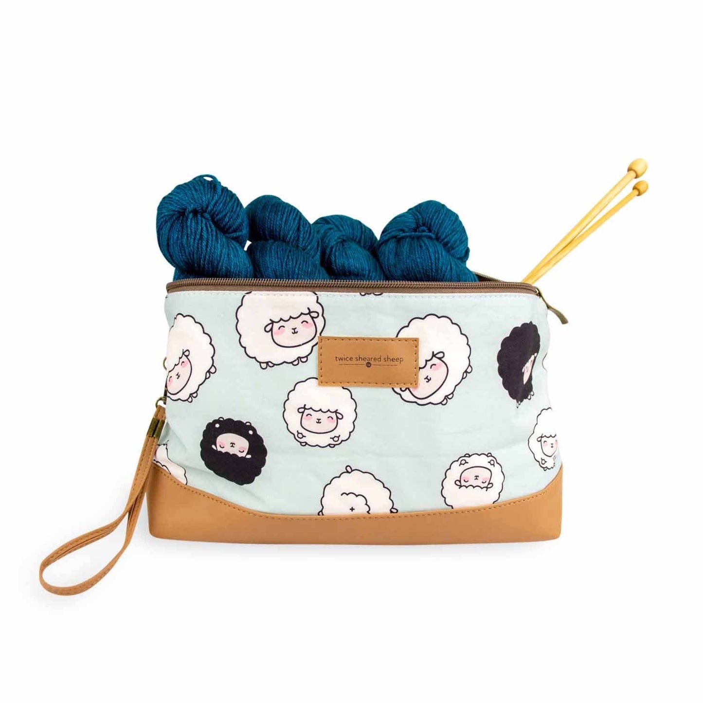 Sac de projet Chubby Sheep Trinity – Pochette de projet zippée – Seafoam