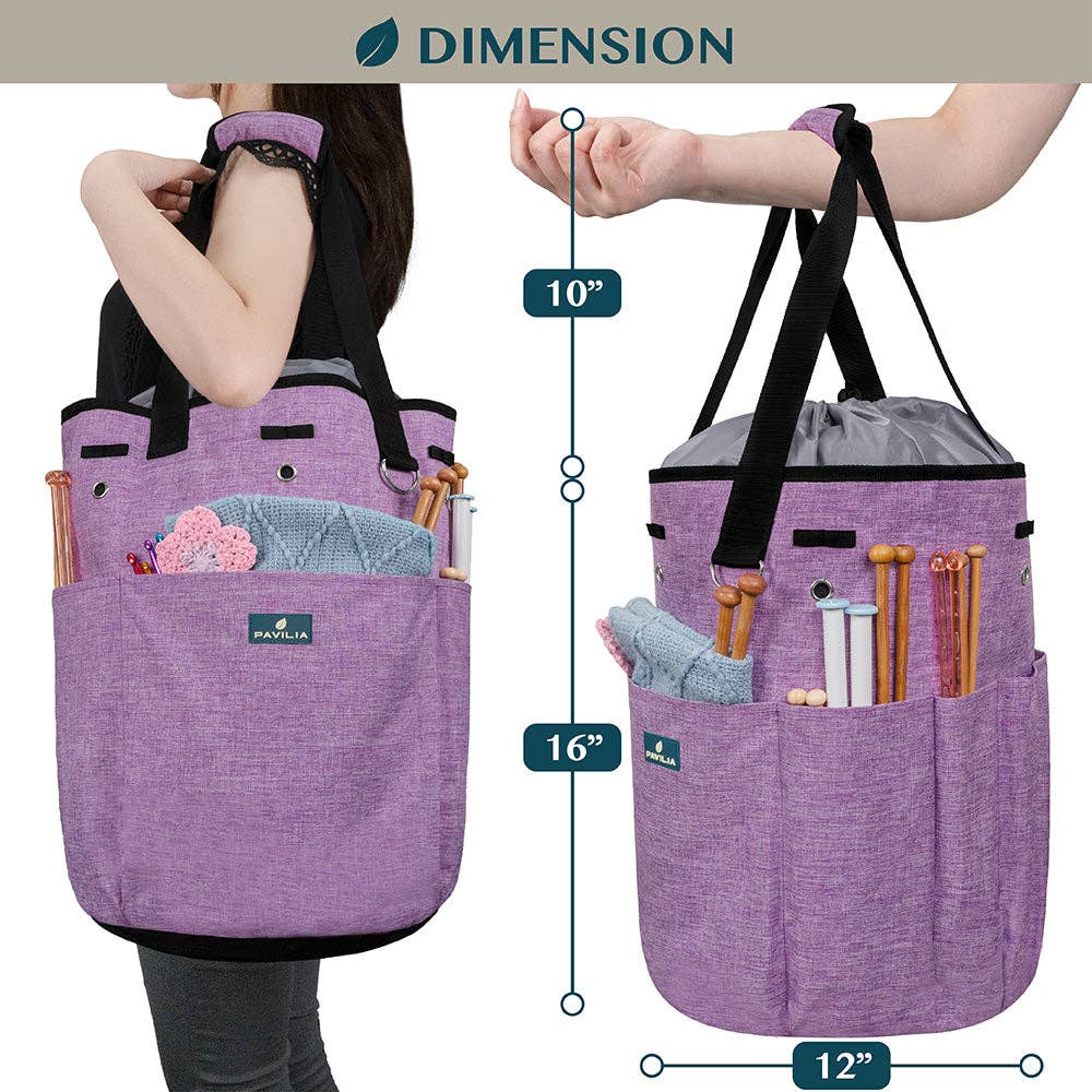 Heather Purple Beginner's Yarn Organizer Knitting Bag