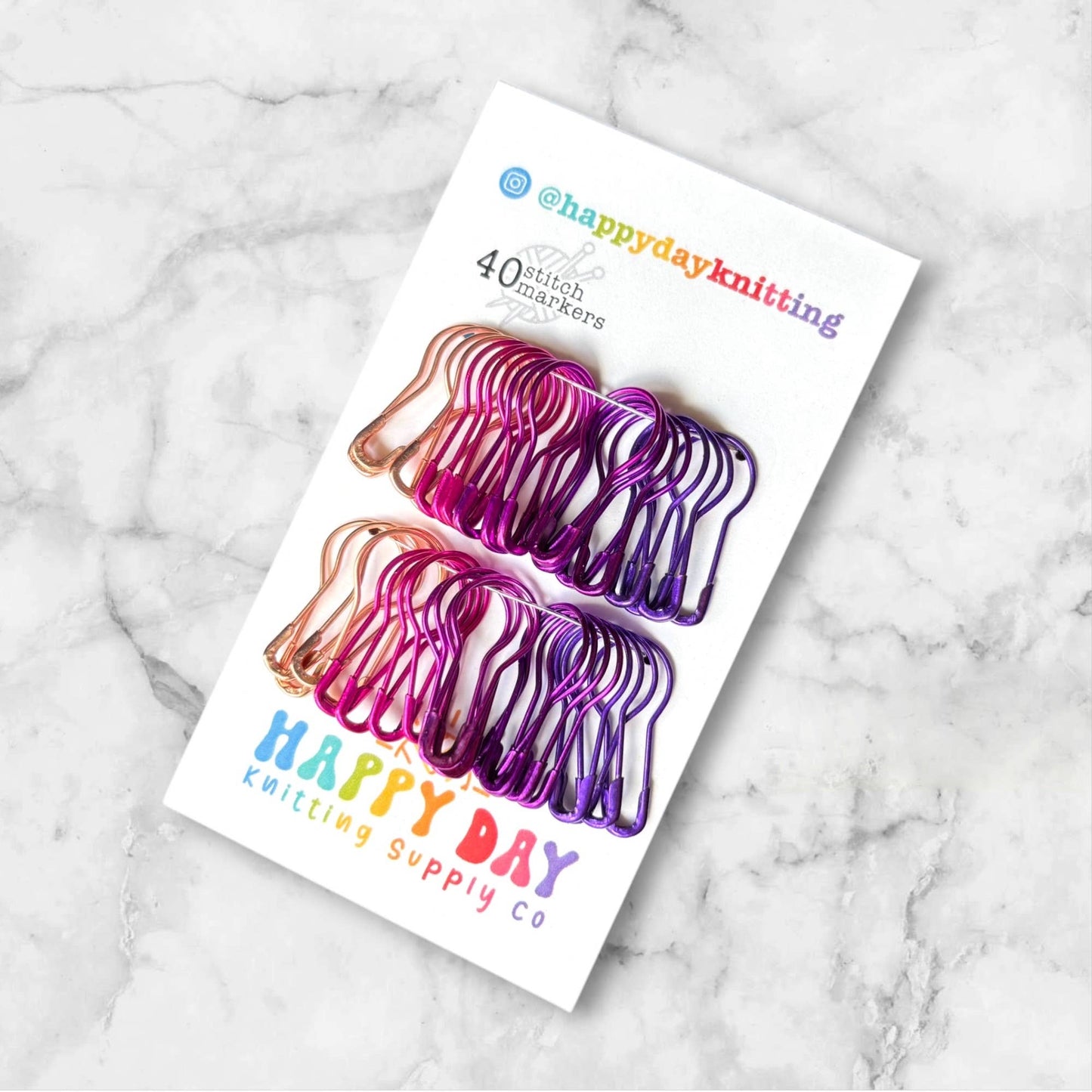 40 Locking Bulb Pin Stitch Markers - Core Colourways