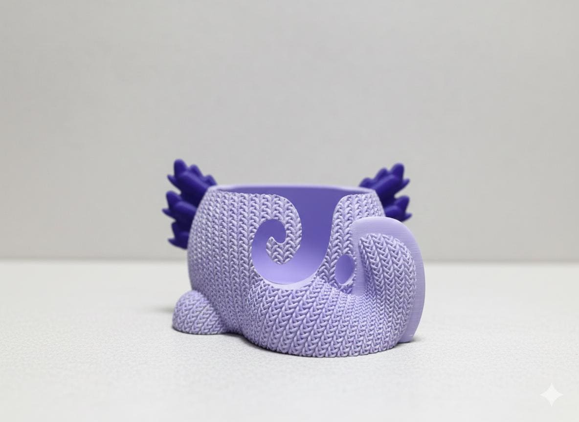 Axolotl Yarn Bowl, 3D Printed Crochet and Knitting Yarn Holder, Customizable