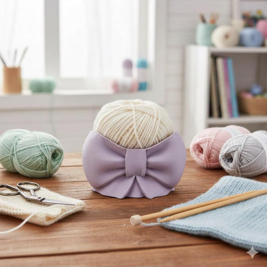 Bow Yarn Bowl, Cute 3D Printed Knitting Bowl with Smooth Yarn Guide