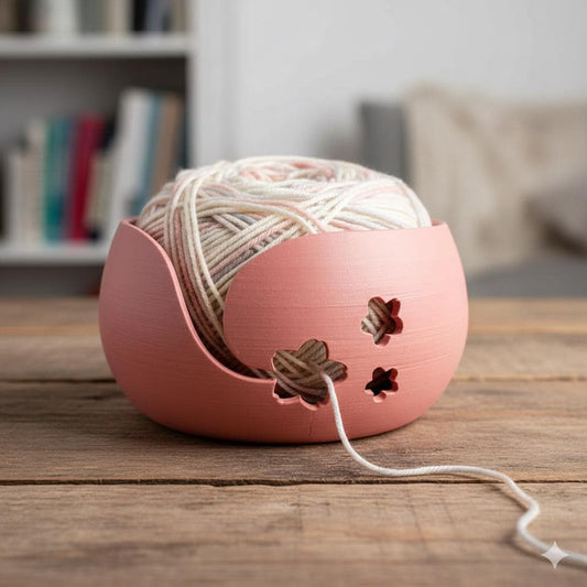 Cherry Blossom Yarn Bowl: Floral Yarn Holder for Knitting and Crochet