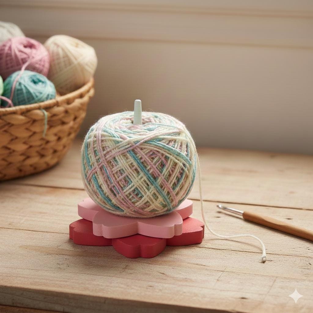 Cherry Blossom Yarn Spinner, Smooth Spinning Yarn Cake Holder for Knitting and Crochet