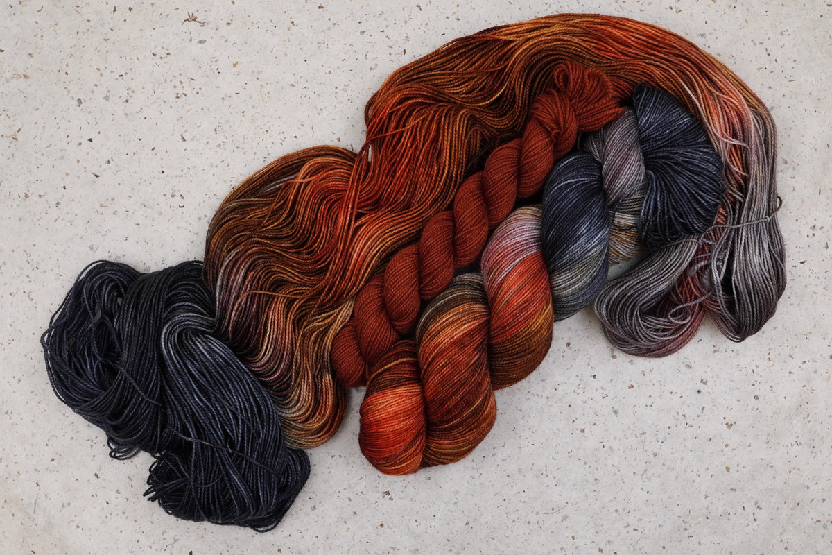 Wild Woollys - Cobalt Rust - Fingering Sock Set