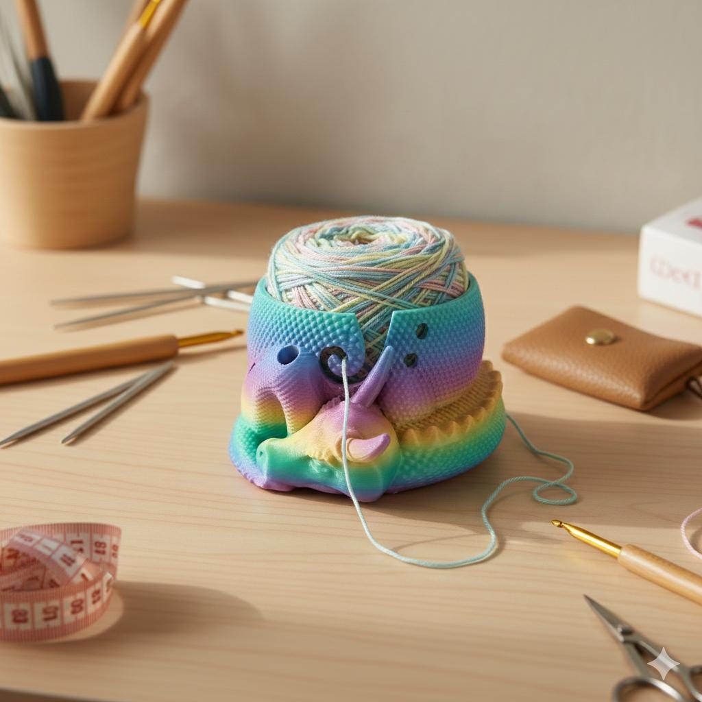 Dragon Yarn Bowl with Tool Slots for Crochet and Knitting, Fantasy Yarn Organizer
