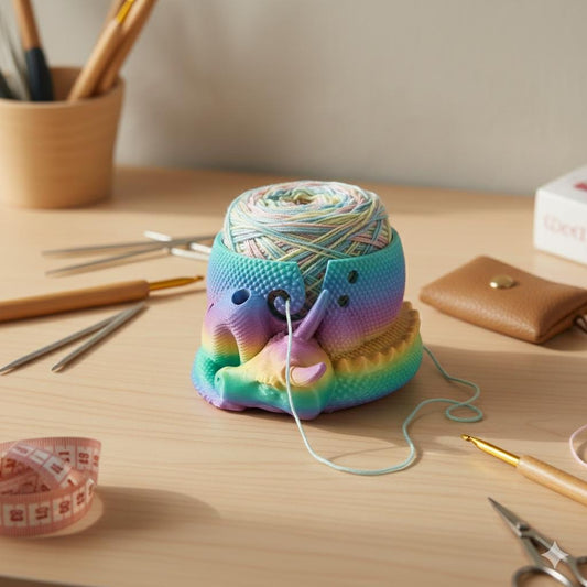 Dragon Yarn Bowl with Tool Slots for Crochet and Knitting, Fantasy Yarn Organizer