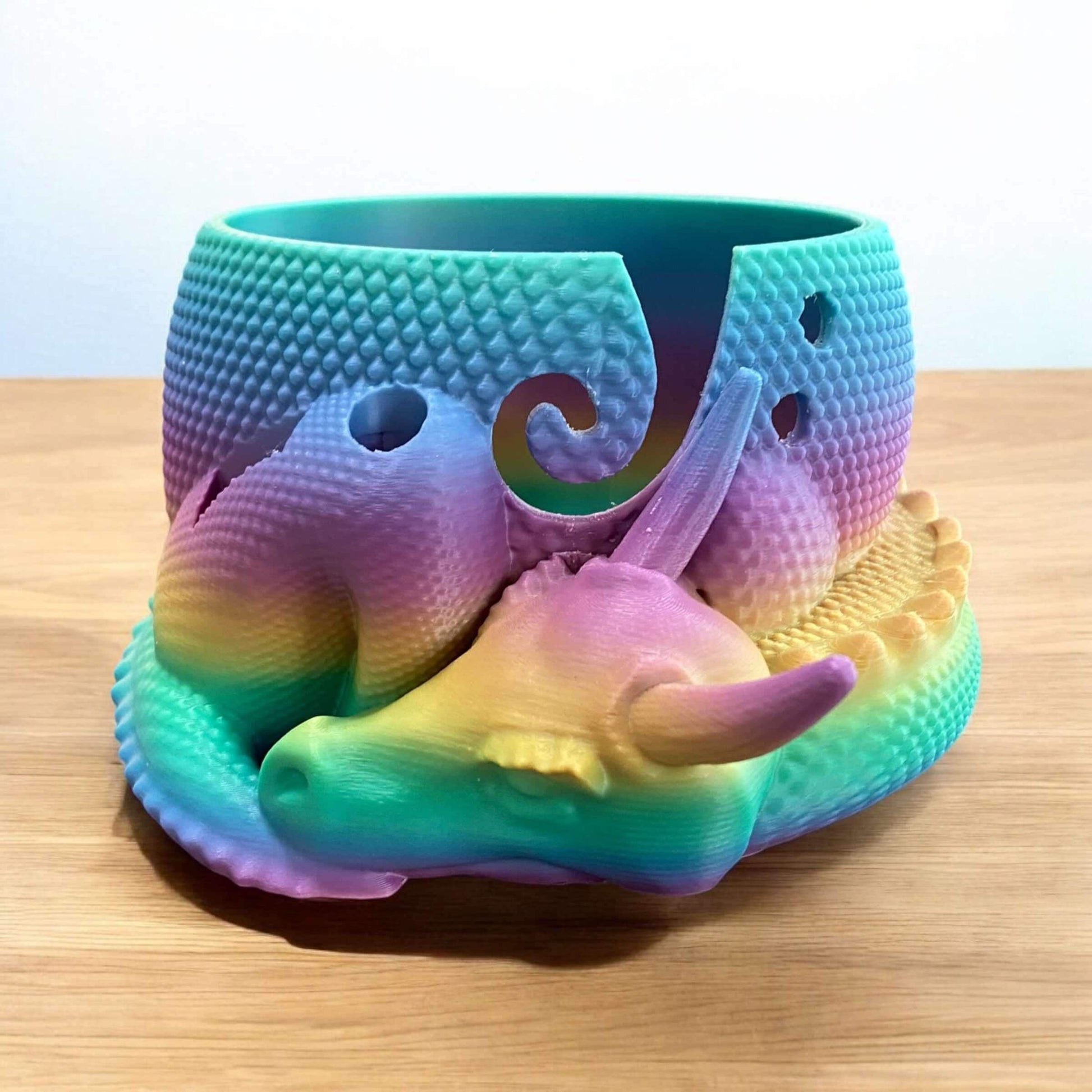 Dragon Yarn Bowl with Tool Slots for Crochet and Knitting, Fantasy Yarn Organizer