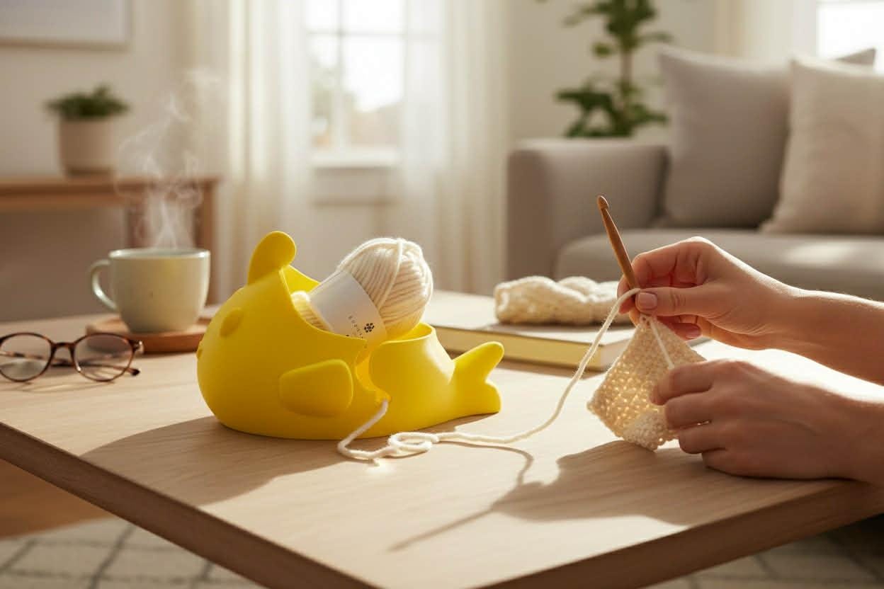 Fish Yarn Bowl for Crochet and Knitting, Animal Yarn Holder, 3D Printed Yarn Organizer for Desk or Couch
