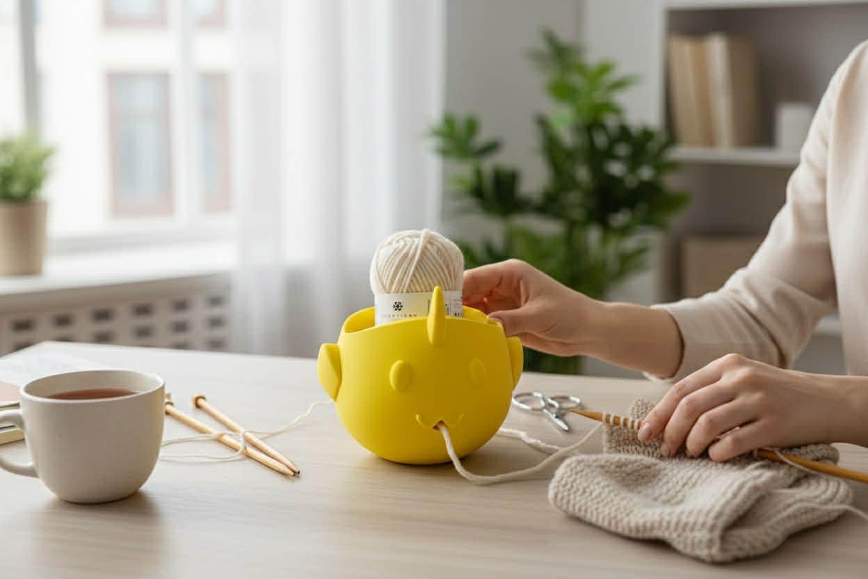 Fish Yarn Bowl for Crochet and Knitting, Animal Yarn Holder, 3D Printed Yarn Organizer for Desk or Couch