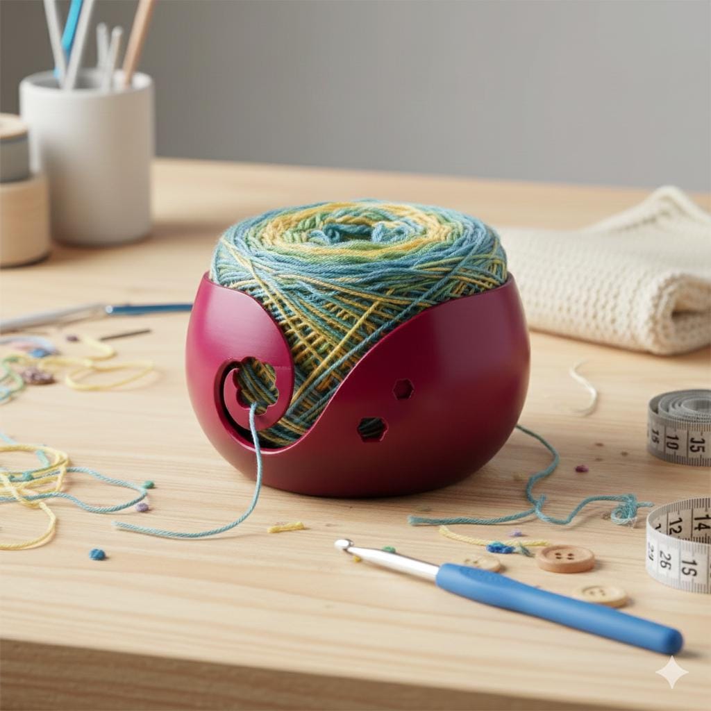 Floral Yarn Bowl, Tangle Free Yarn Holder for Crocheters and Knitters