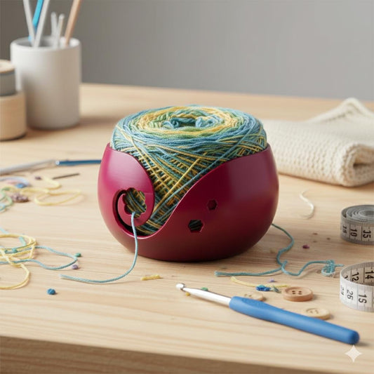 Floral Yarn Bowl, Tangle Free Yarn Holder for Crocheters and Knitters