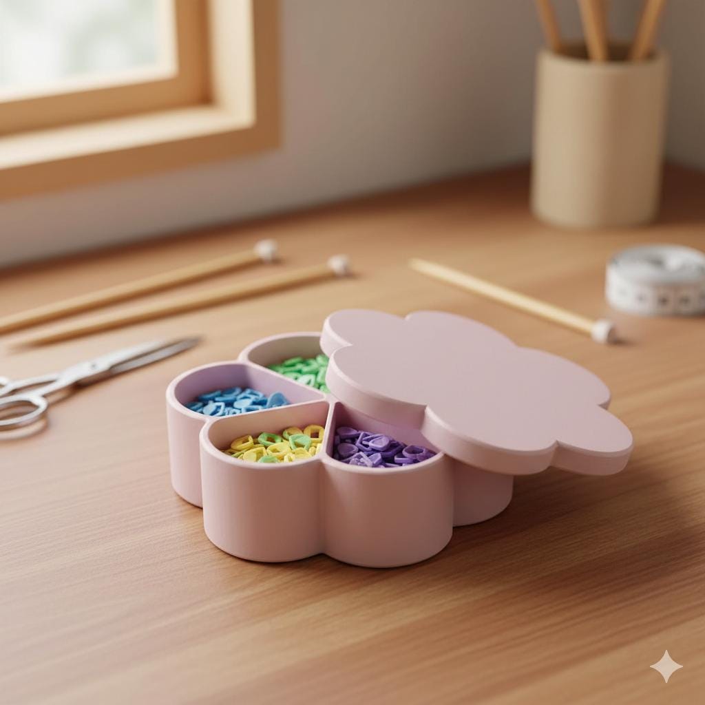 Flower Shaped Storage Box with Lid, Craft Supply Organizer, Jewelry Bead Storage