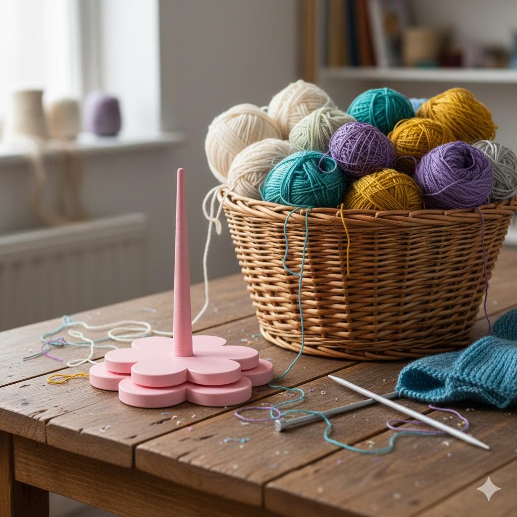 Flower Yarn Spinner for Knitting and Crochet, Spinning Yarn Holder with Smooth Bearing