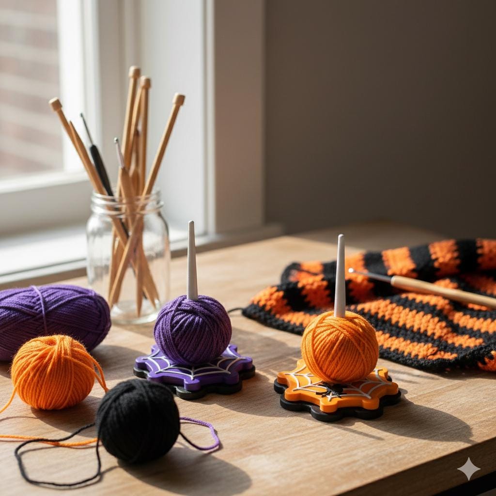 Halloween Spider Web Yarn Spinner: Spooky Rotating Yarn Holder for Knitting and Crochet