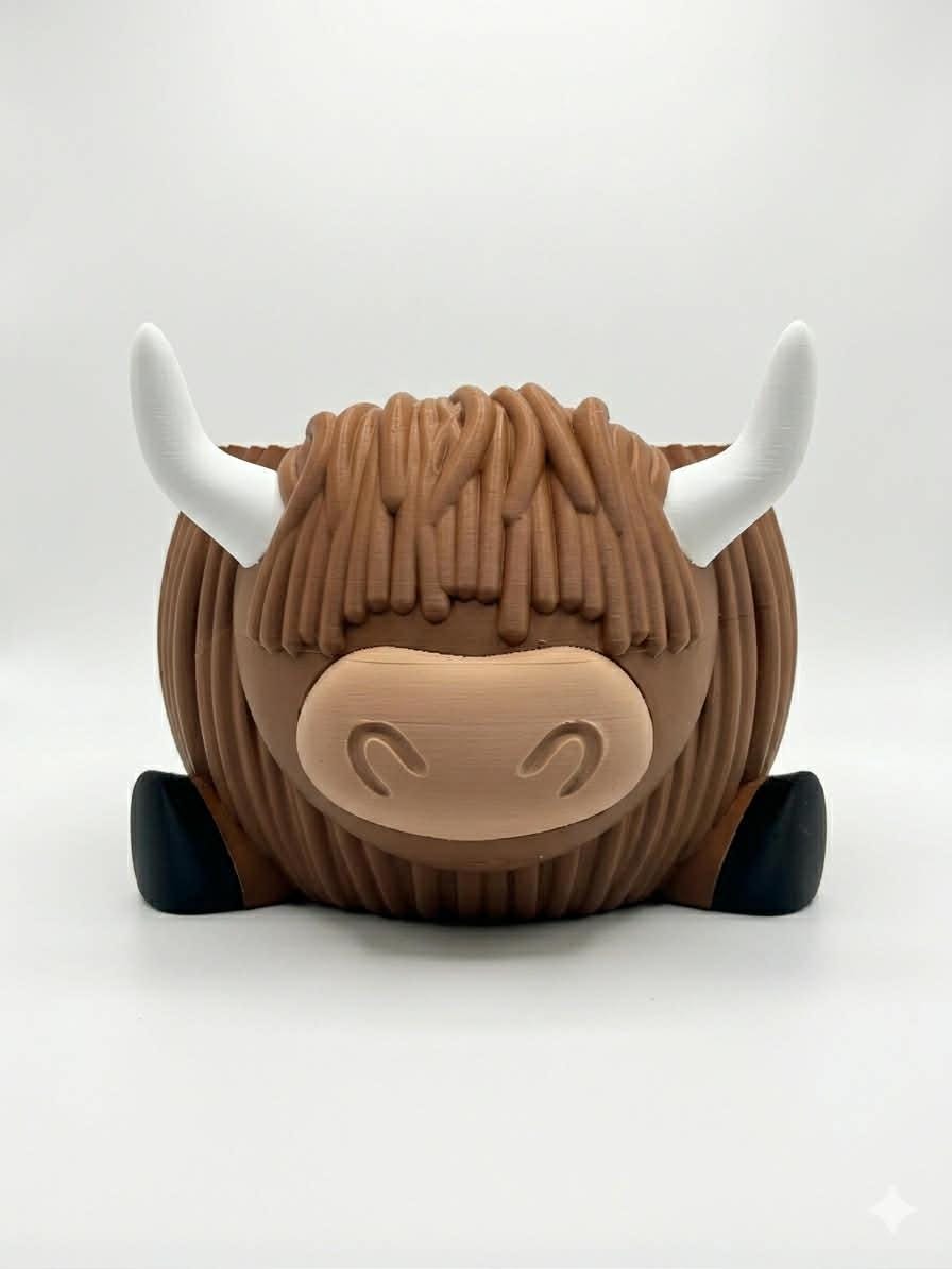 Highland Cow Yarn Bowl: Farmhouse Crochet & Knitting Holder