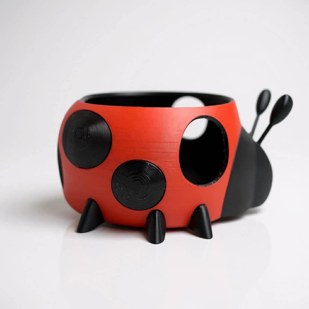 Ladybug Yarn Bowl, Whimsical 3D Printed Knitting Bowl, Customizable