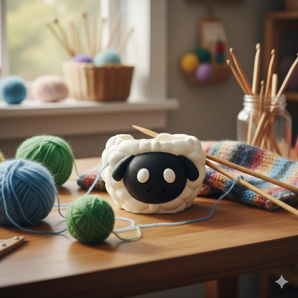 Sheep Yarn Bowl, Whimsical Knitting Bowl for Crafting, Customizable
