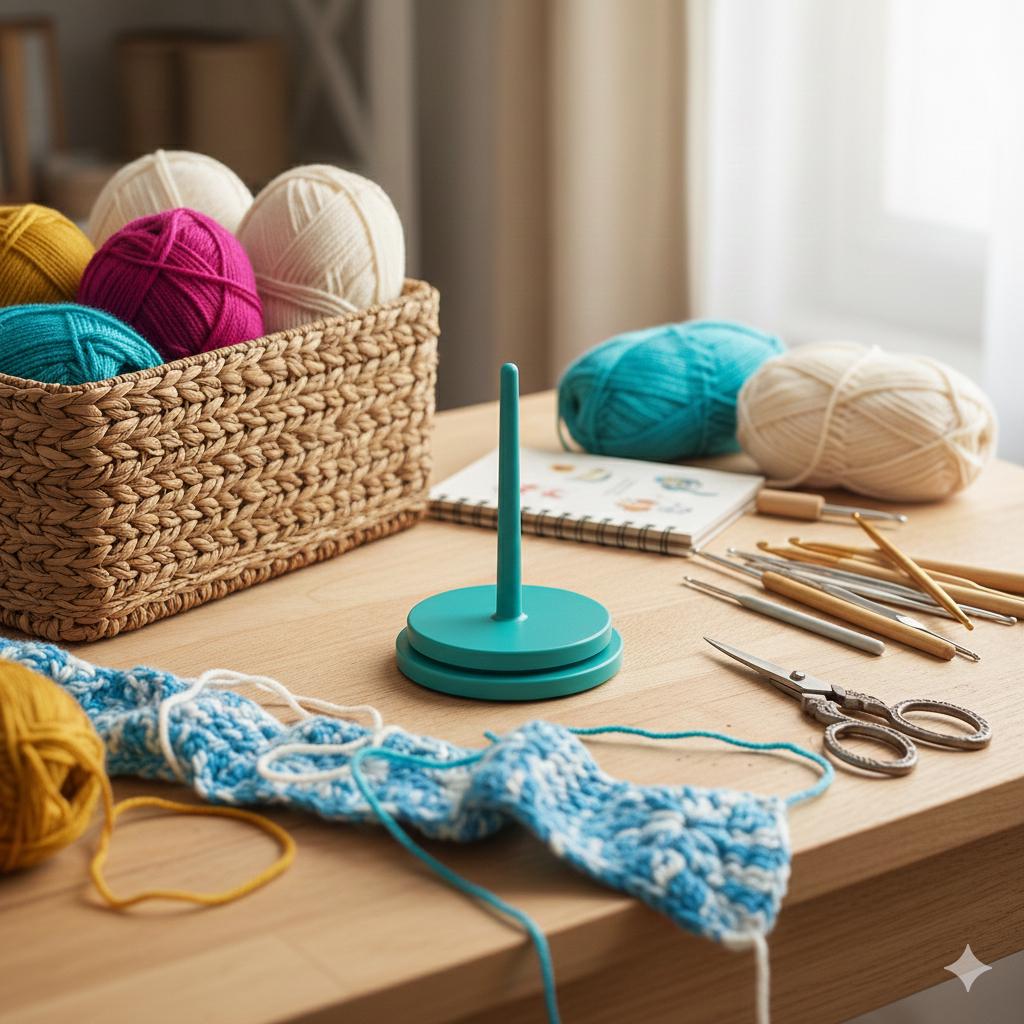 Tangle Free Yarn Spinner, Smooth Yarn Holder for Crocheters and Knitters