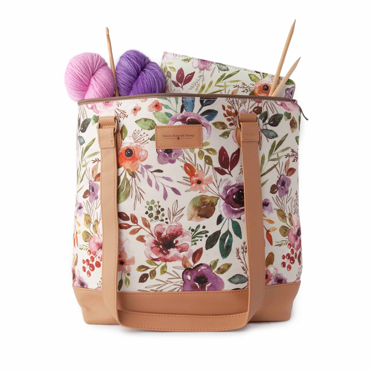 Sac de rangement à tricoter avec fermeture éclair « Spring Floral Mega Trinity » – Grand modèle