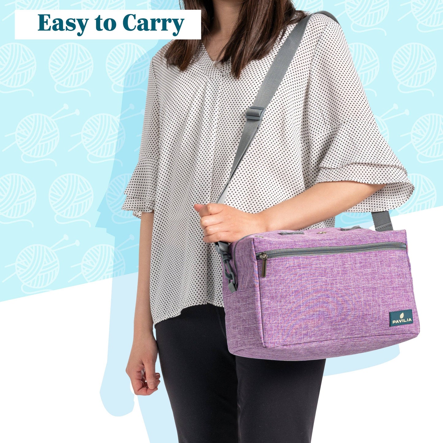 Heather Purple Compact Yarn Organizer Knitting Bag