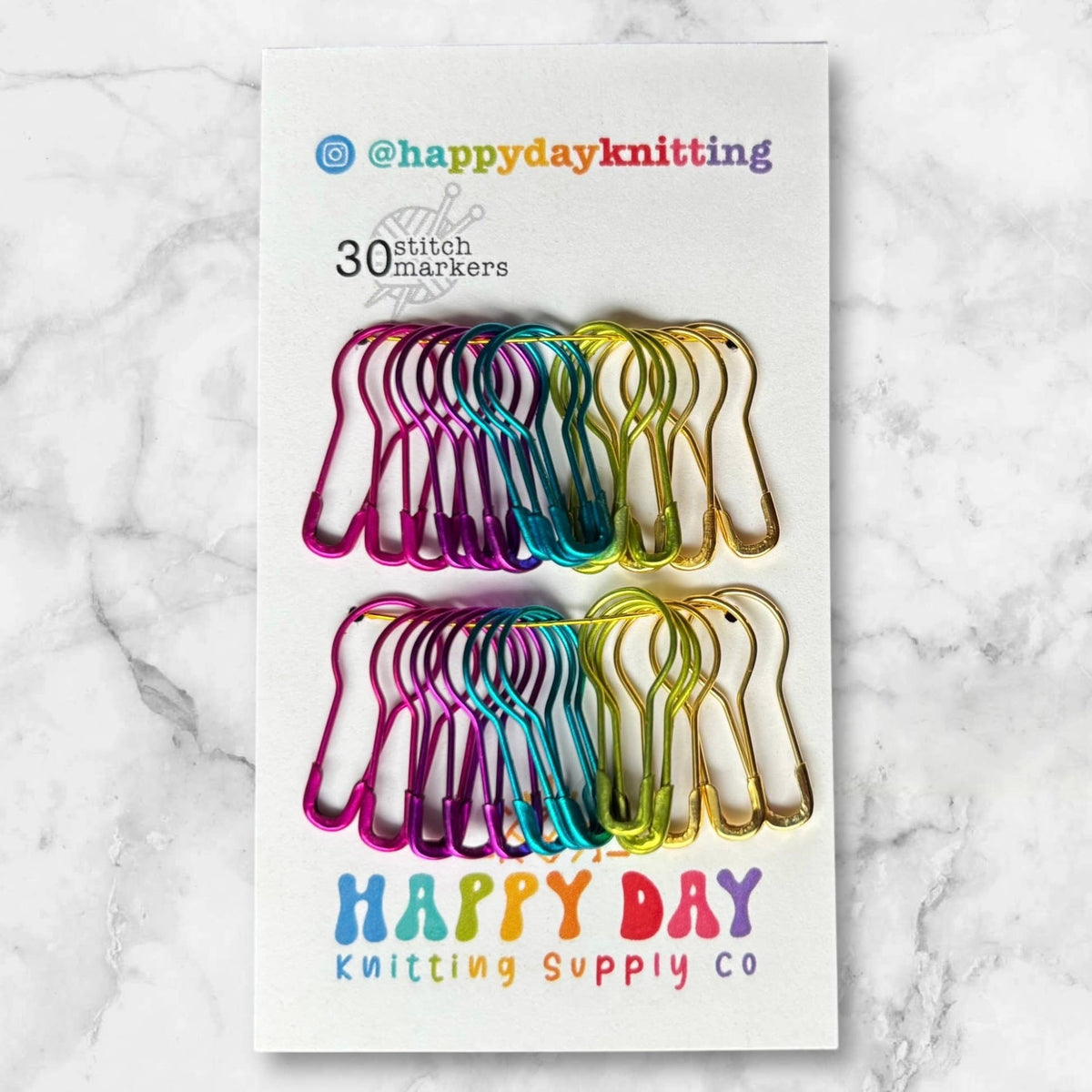 30 Locking Bulb Pin Stitch Markers - Core Colourways