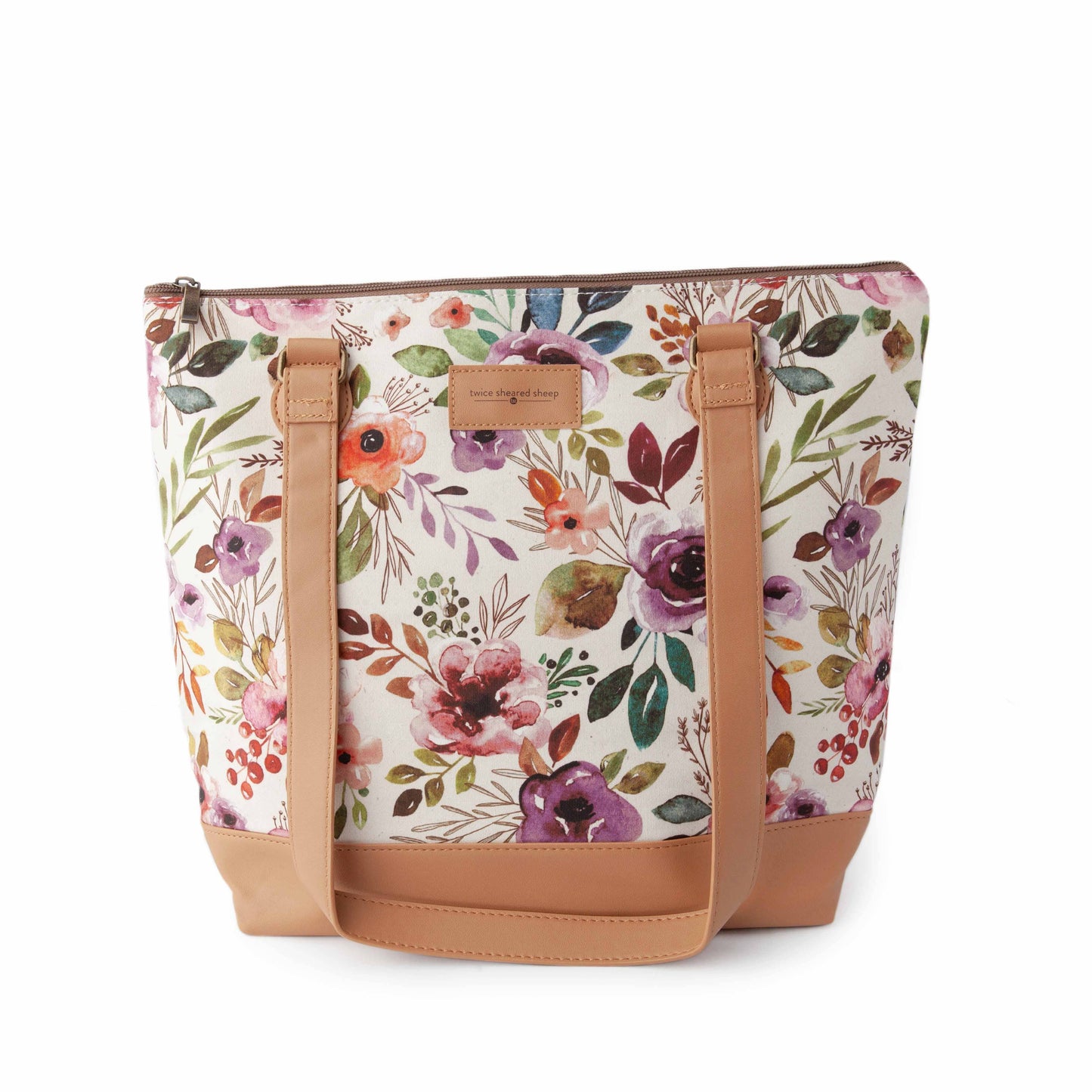 Sac de rangement à tricoter avec fermeture éclair « Spring Floral Mega Trinity » – Grand modèle